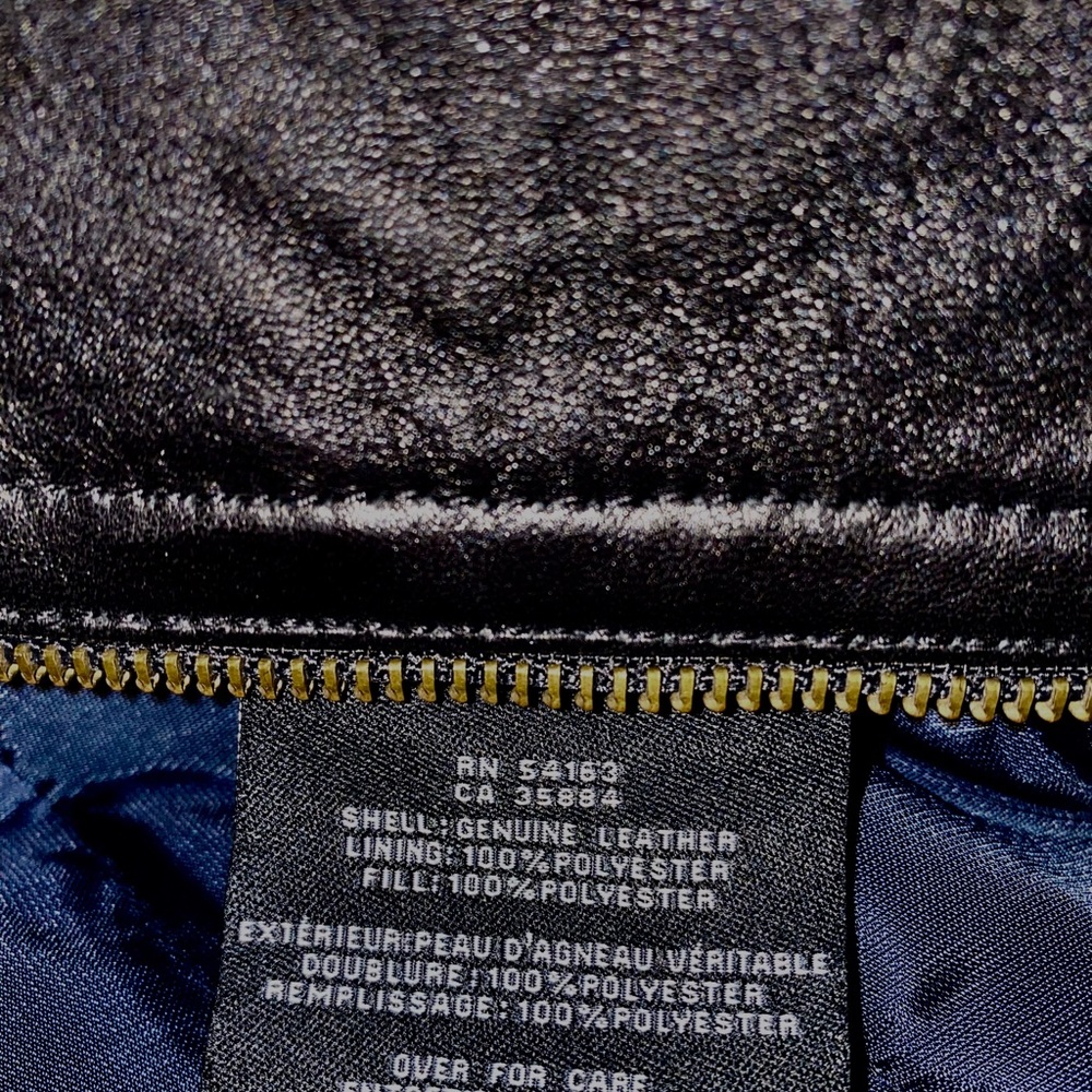 Cole Haan Black LEATHER Jacket with Streamlined Design - Picture 4 of 6